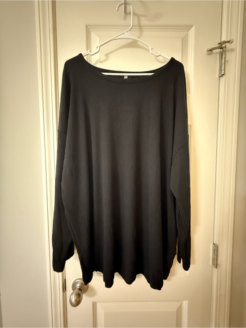 Women's Black Ribbed Scoop-Neck Sweater Plus Size 4XL